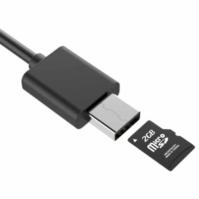 iOS USB charging cable with integrated audio recorder