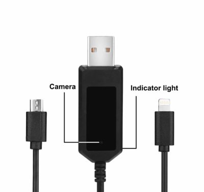 Full HD camera in USB charging cable for iOS