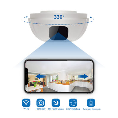 WiFi Rauchmelder-Kamera mit 330 Grad schwenkbarer Linse und Cloud-Upload