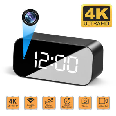 4K-UltraHD-Kamera mit WiFi in Tischuhr mit Tuya-Cloud-Upload